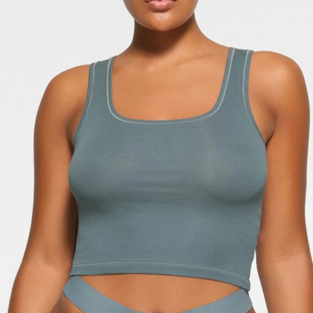 Skims cotton rib cropped tank kyanite